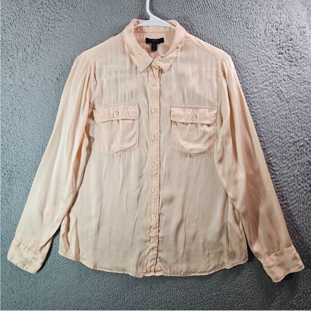 Jcrew NEW size 22 100% silk Cream Button-Up Blouse